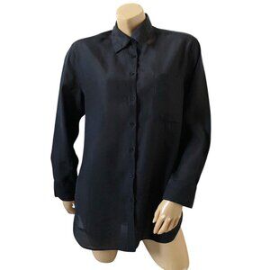 GIANNI BINI Womens Size Small Black Relaxed Long Sleeve Button Up Collared Shirt